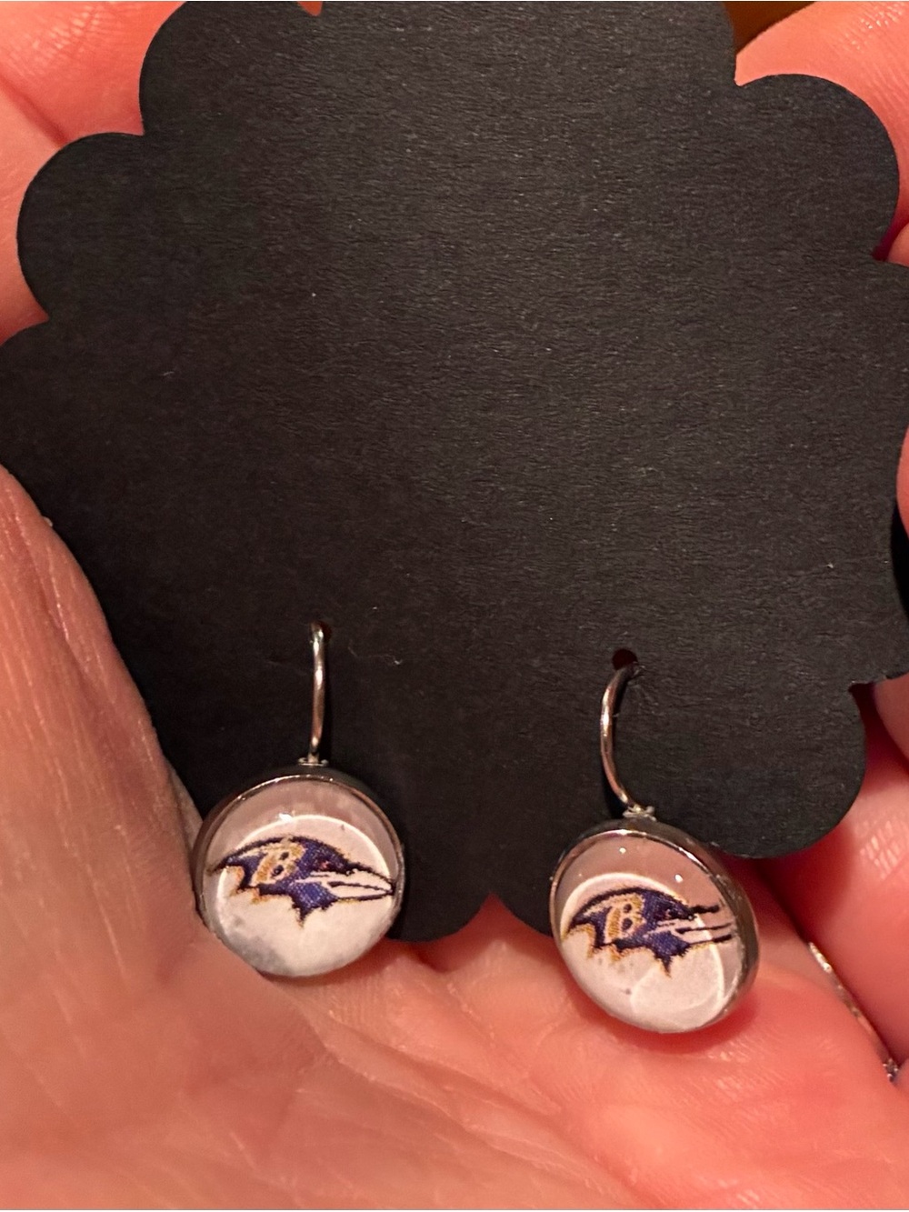 12mm Baltimore Ravens Logo Drop Earrings